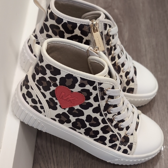 Michael Kors Leopard Print Skate Split Kids Boots sz 1 - Picture 1 of 9